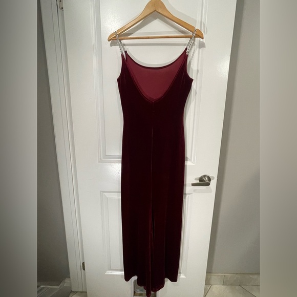 Red floor length velour dress M Studio Vintage Size S M - Picture 8 of 15